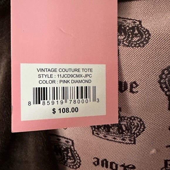 Juicy Couture Vintage Couture Tote Pink & Brown - Picture 3 of 3